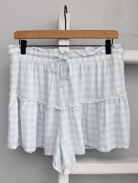 Aeropostale Pants - Aeropostale Blue & White Gingham Flowy High Waisted Shorts Skort Size Large